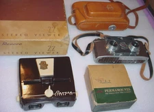 REVERE STEREO CAMERA 33 Bakelite 22 Stereo Viewer Realist Permamounts Glass LOT