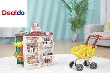 24 Pcs Kids Kitchen Play Set Supermarket Toy with Electric Scanner Shopping Ca