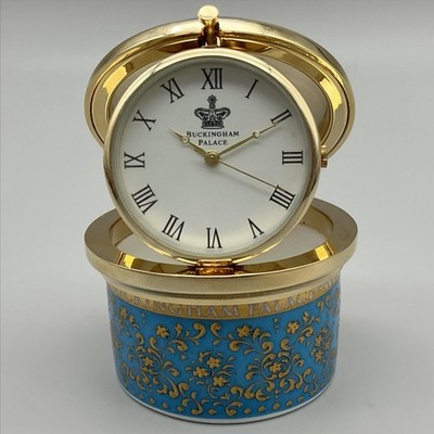 Buckingham Palace Desk Clock 1.9'' Gold Tone Queen Elizabeth II New Battery