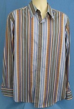 Men's Robert Graham Button Down Long Sleeve Dress Shirt Stripped Size Large