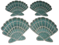 Set of 4 Coastal Collection Sea Shell Sealife Beaded Placemat Charger 15"