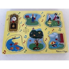 Melissa & Doug See & Hear Sound Wooden Puzzle Sing-Along Nursery Rhymes WORKING