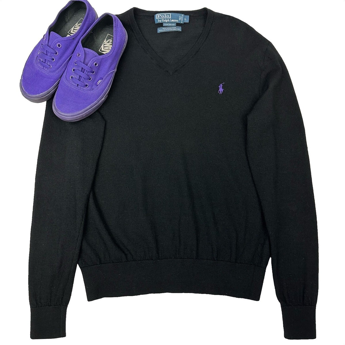 Rare Vintage Polo Ralph Lauren V-Neck Merino Wool Sweater - Men's