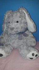 Hugfun Swirly Gray BUNNY RABBIT 14" Plush Blue Ribbon Bow Stuffed Animal Easter
