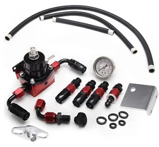New Adjustable Fuel Pressure Regulator Kit Oil 0-100psi Gauge -6AN Black & Red 