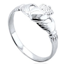 STERLING SILVER CLADDAGH RING MAIDS LADIES CLADDA IRISH WEDDING RING HEART HAND