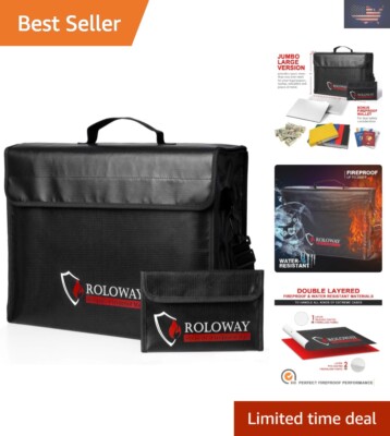 Jumbo Fireproof & Water Resistant Storage Bag with Adjustable Strap - 17 x 12 in