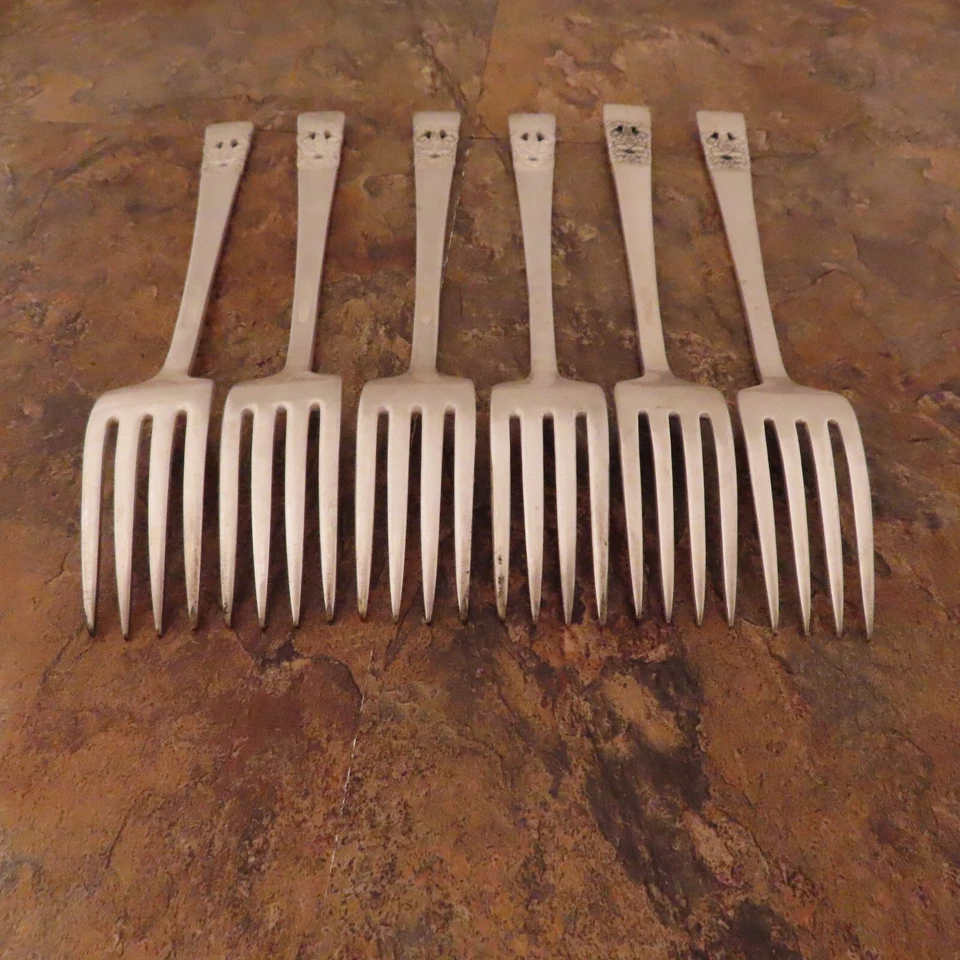 Oneida Coronation Juego de 6 Horquillas de Rejilla Comunidad Plateado Cubiertos Lote E Foto 4 de 4