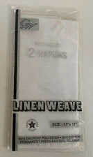 VTG Linen Weave Permanent Press Soil Release 17x17”pair of Napkins NOS White USA