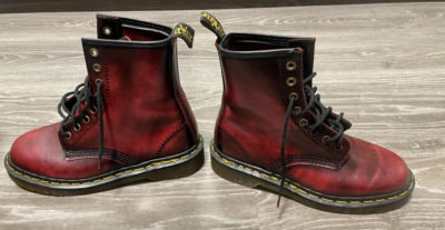 RARE Dr. Martens 1460 Cherry Red and Black boots 4UK Made in