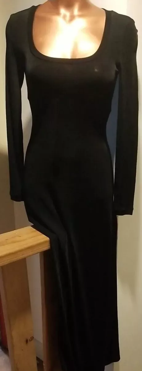 BCBG Maxazria long slinky black dress Acetate/spandex vintage XS