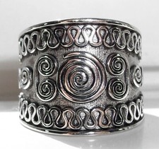 Bali Swirls Wide Band Ring 925 Sterling Silver High Polished
