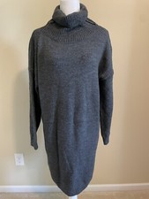 Topshop Women’s Charcoal Turtleneck Long Sleeve Sweater Dress Size 10