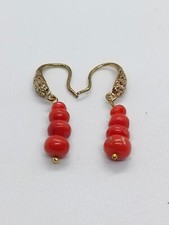 Boucles D'oreilles Clous Argent Avec Perle Corail Véritable - Bijou Vintage N°2839 - Occasion