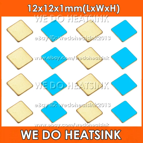 Copper 12x12x1mm Flat IC Chip Thermal Copper Heatsink with Adhesive Pad for RPI