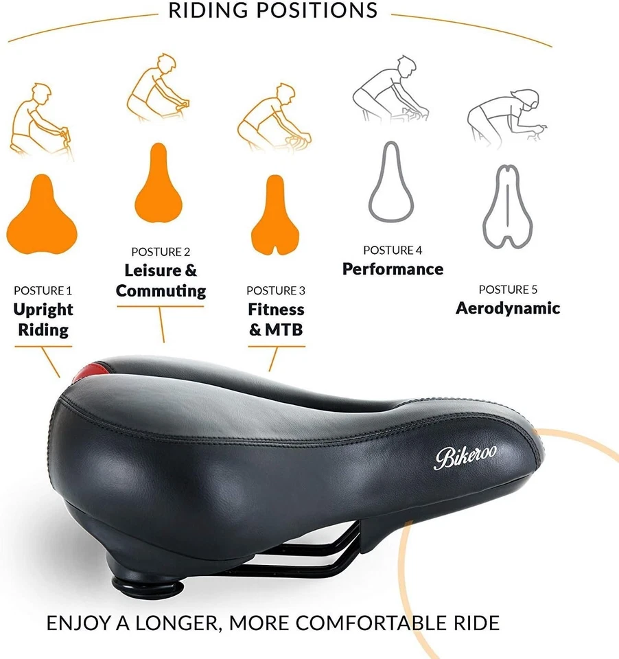 New Memory Foam Comfort Wide Bicycle Saddle Bike Seat Soft Sporty Fast Shipping - Image 3 of 4