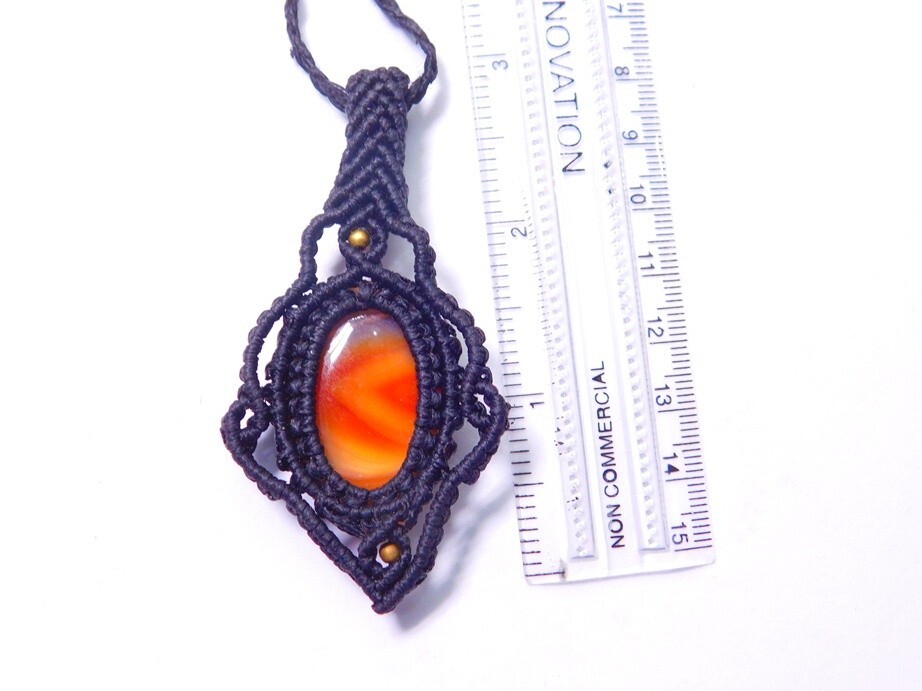 Carnelian Macrame pendant Rope Chain Necklace Red Carnelian Stone