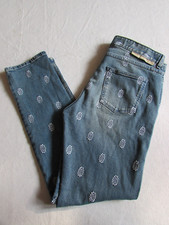 Stella McCartney Jeans Embroidery Mid Rise Skinny Leg Blue Light Wash Pants 27