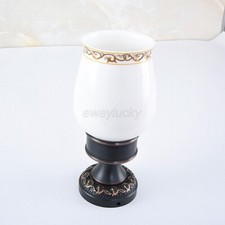 Oil Rubbed Bronze Toothbrush Holder Single Ceramic Cup Holder Deck Mounted