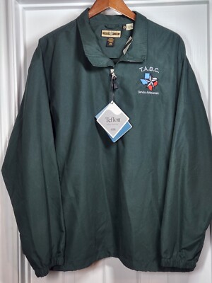 North End TABC Mens L Micro Plus Half-Zip Windshirt W/ Teflon 88044 Alpine Green