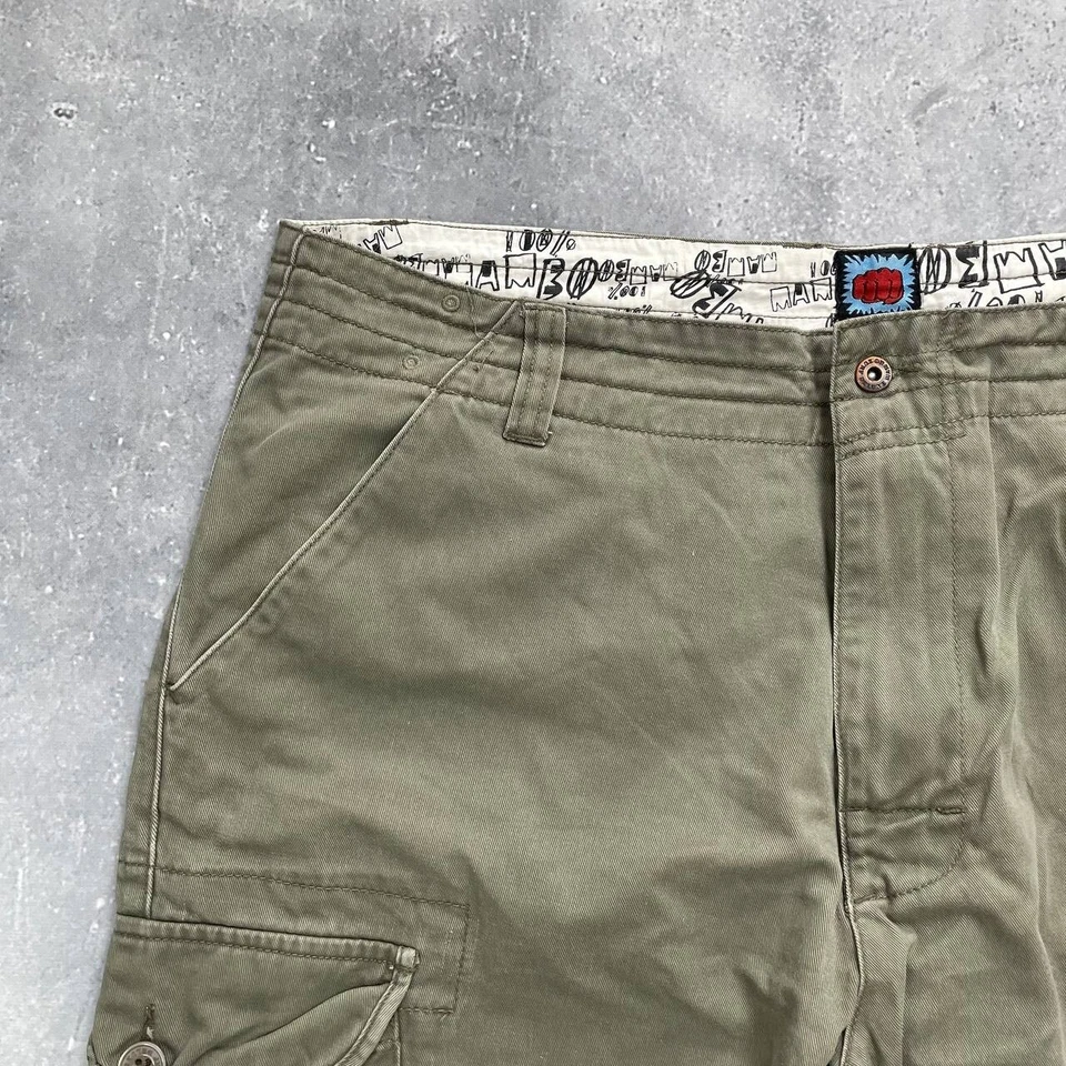 Pantalones Cortos Carga Mambo Vintage Desteñidos Verde Oliva Talla 36 Foto 3 de 4