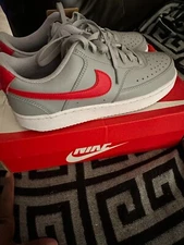 Nike Court Vision Low Next Nature Mens 8 Wolf Grey University Red DH2987 004