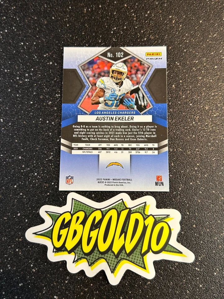 2022 Panini Mosaic - Austin Ekeler #102 Green Sparkle Prizm - Image 2 of 2