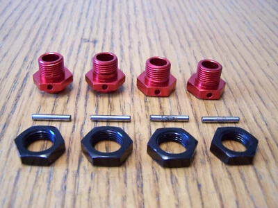 Arrma V2 Limitless 1/7 Red Aluminum 17mm Wheel Hexes Black Hex Nuts & Steel Pins