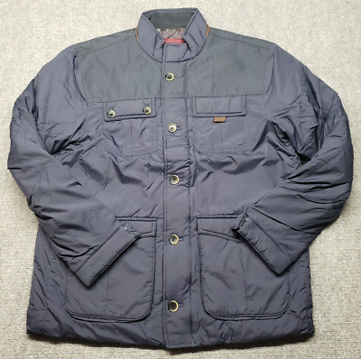 UNTUCKit Rodier Jacket Coat Mens L Navy Blue Lightweight Nylon New
