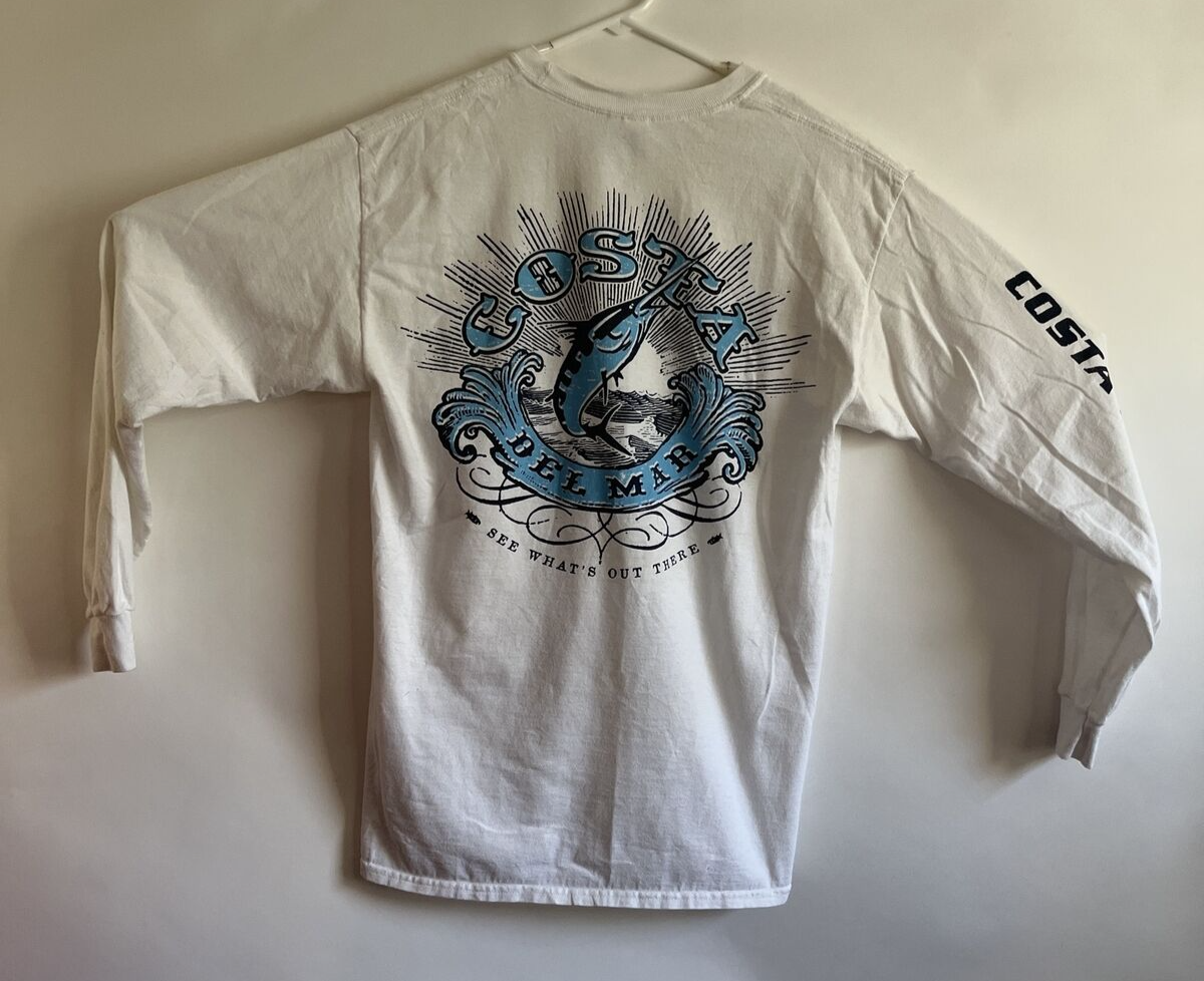 Costa Del Mar M Logo Fish See What's Out There Graphic Double Sided T-Shirt