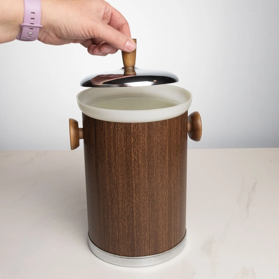 Cubo de hielo de colección MCM Kromex nogal con cromo años 60 bar de cócteles mediados de siglo Foto 3 de 4