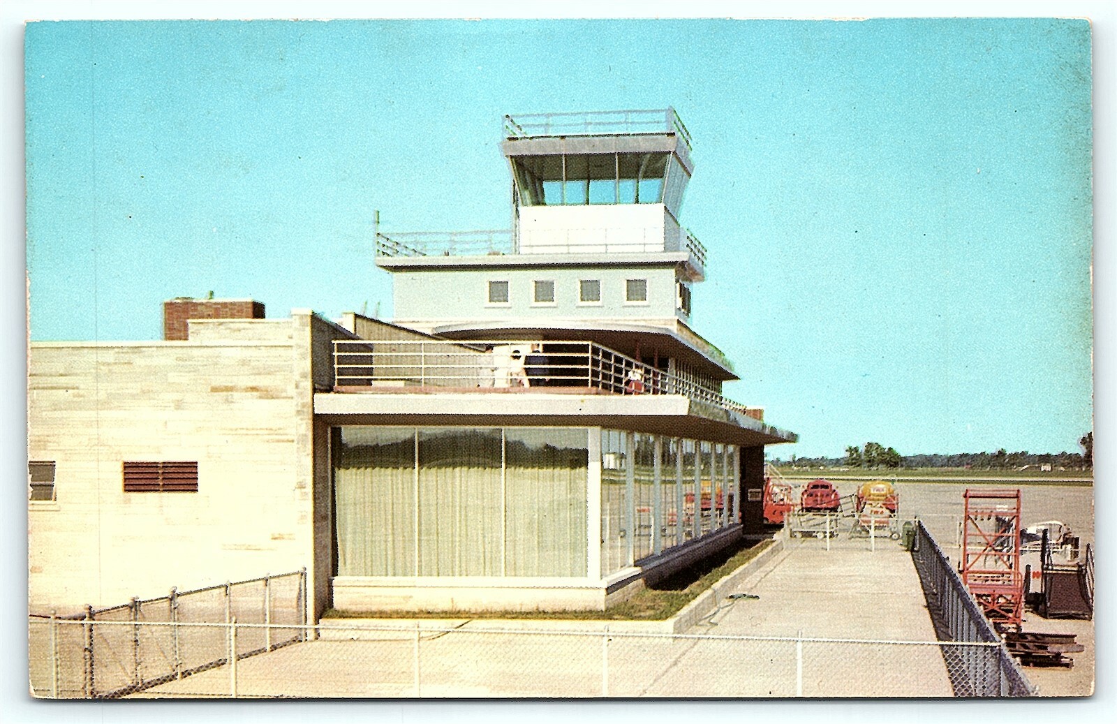 Postcard IN Fort Wayne Baer Field Airport Building Control Tower D12 eBay