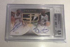 2007-08 UD Exquisite Dual Number Pieces Kevin Garnett , Davis /5, BSG 8.5. Rare!