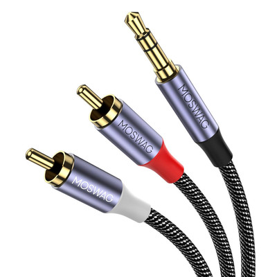 MOSWAG Cinch Kabel Cinch Auf Klinke 3.3Ft/1M, Audio Aux 3,5Mm Klinke Zu 2 Chinch
