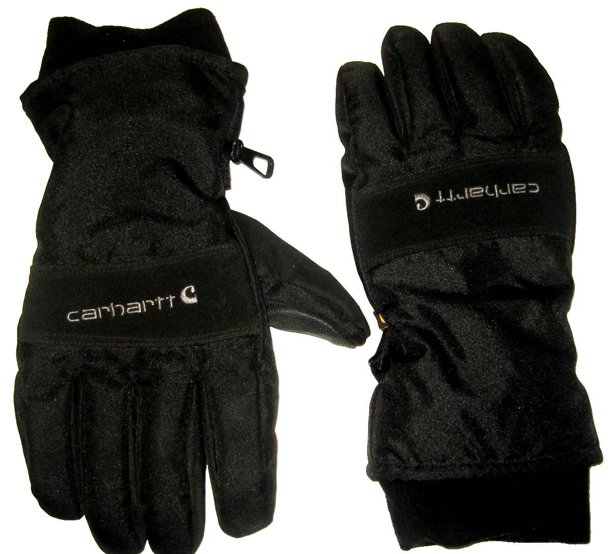 2 Pr Men's Gloves CARHARTT Black Waterproof & Golden Deerskin Fleece Lined XL