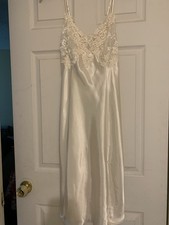 Women s Ivory Satin Full Slip Nightgown, Lace Trim Slip Style