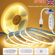 COB LED Strip Lights USB Dimmable Flexible Adhesive Tape ON OFF Switch 320LEDs