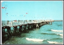 Vtg SOPOT Poland Molo Pier Baltic Sea Beach RUCH 1972 Coastal Postcard K045