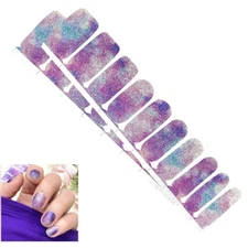 Jaysea Nails Polish Wraps Color Marble Purple Teal Glitter Street Nail Art, B4G1