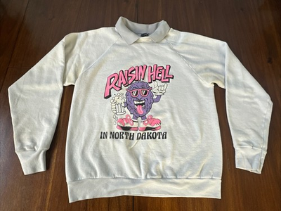 #ad Raisin Hell in North Dakota Screen Stars Sweatshirt Size Large Vintage 1990s $24.99