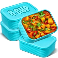 Best Nuogo 4 Pcs 6 Cup Silicone Freezer Trays with Lid Soup Containers Reusable