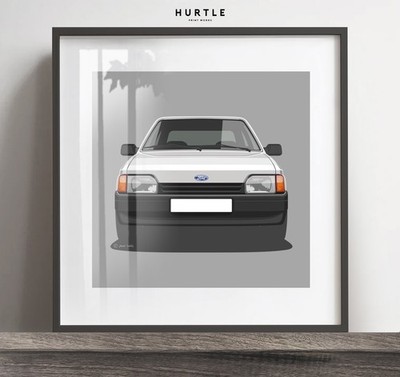 Ford Escort MK4 Poster Print, Classic Car Gift idea, Add Reg & Colour
