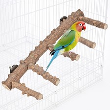 Mogoko Bird Ladder Perch for Cage, Natural Wood Bird Parrot Perch Stand Parro...