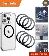 Universal 0.2mm Magnetic Ring for iPhone Android Wireless Charging - 6 Pack