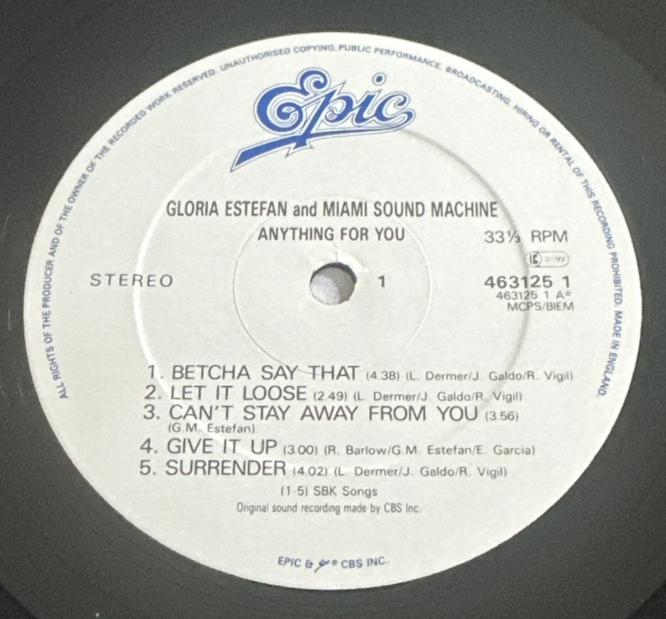 Gloria Estefan Miami Sound Machine Anything For You Lp Vinyl Record EX / VG+ - Image 4 of 4