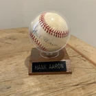 Hank Aaron Signed Official National League Baseball, William D. White with Stand