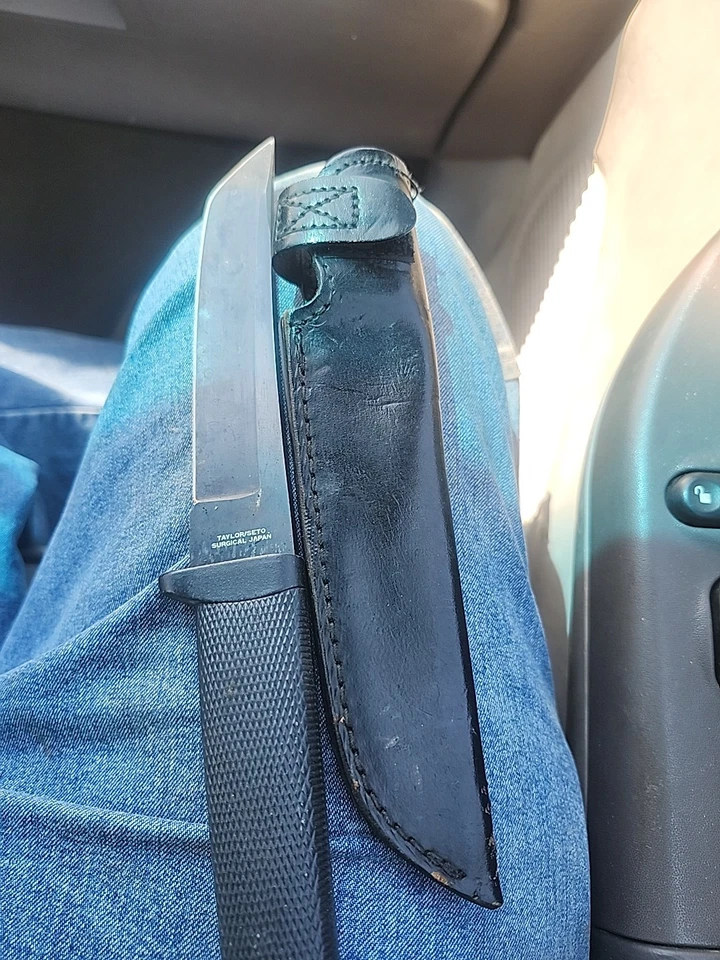 Taylor/Seto Knife 5.75 Black Stainless Steel Blade Aluminum Handle Full Tang - Image 3 of 4