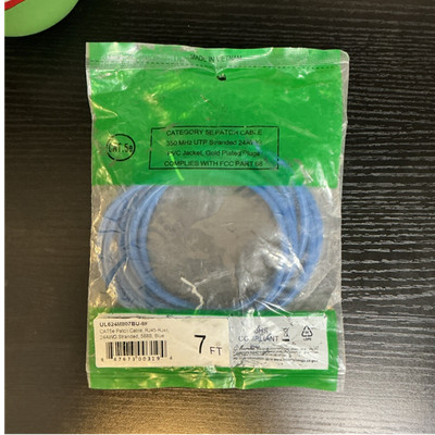 Cat5e RJ45 to RJ45 Ethernet Patch Cable 7 ft Blue Gold Plated