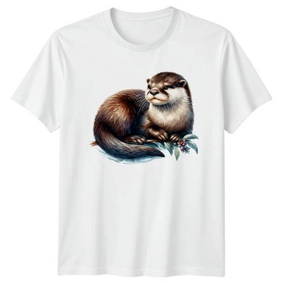 Otter Wildlife Tiere Herren T-Shirt Damen Grafik Tee Unisex Oberteil