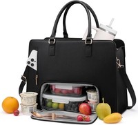 Arbeitstasche Damen 15,6 Zoll Laptoptasche PU Leder Mit KüHlfach Schwarz BüRo